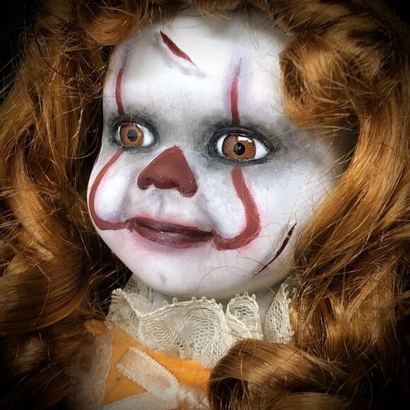 OOAK Creepy Odd 16” Haunted Ghost Clown Doll Scary Halloween Horror Art Doll - Picture 3 of 16